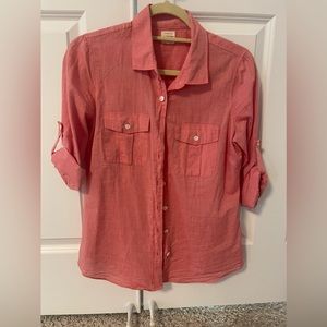 The perfect lightweight long sleeve shirt for summer. Great for layering! Coral